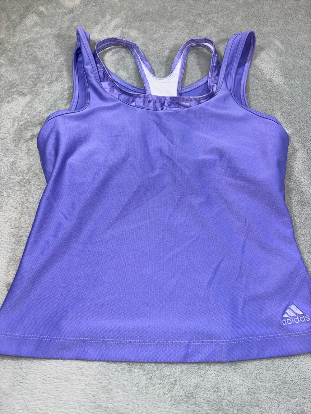 Adidas Purple 2-in-1 Workout Tank Top with Built-In Printed Sports Bra